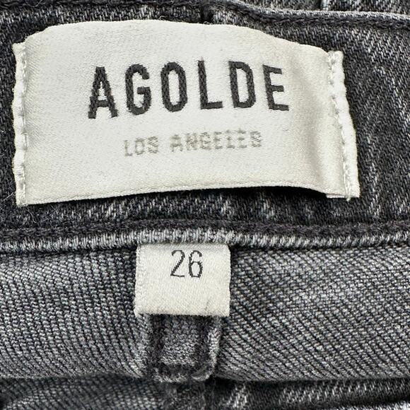 Agolde Jeans Womens 26 Black High Rise Stovepipe Stretch Pockets Raw Hem - Picture 6 of 12